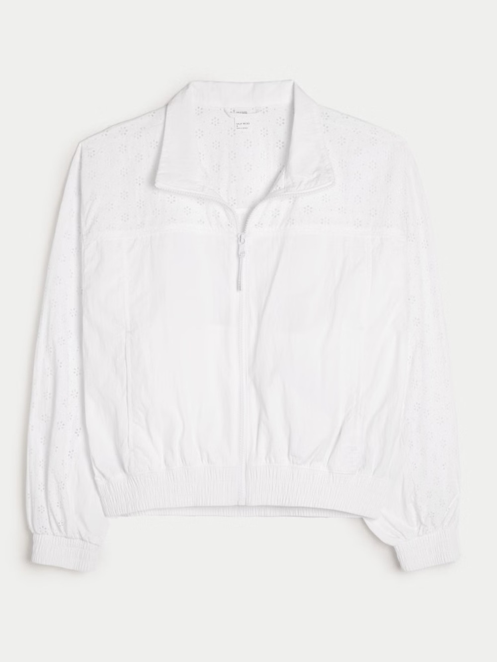 Hollister Gilly Hicks White Eyelet Zip-Up Bomber Jacket